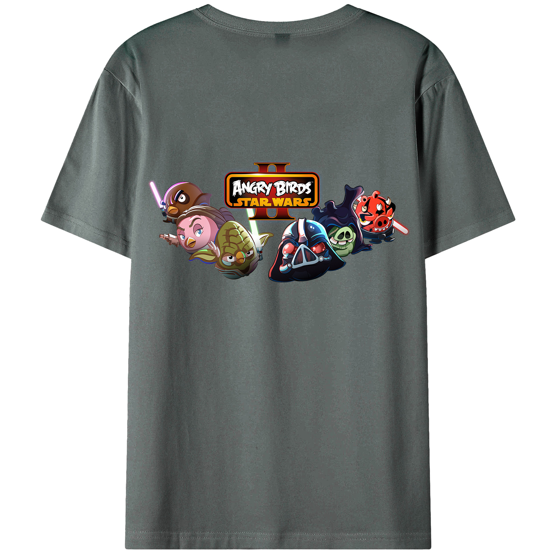 （画像用） Angry Birds アングリーバード 綿100％ メンズ半袖Tシャツ（バックプリント） 通気性
